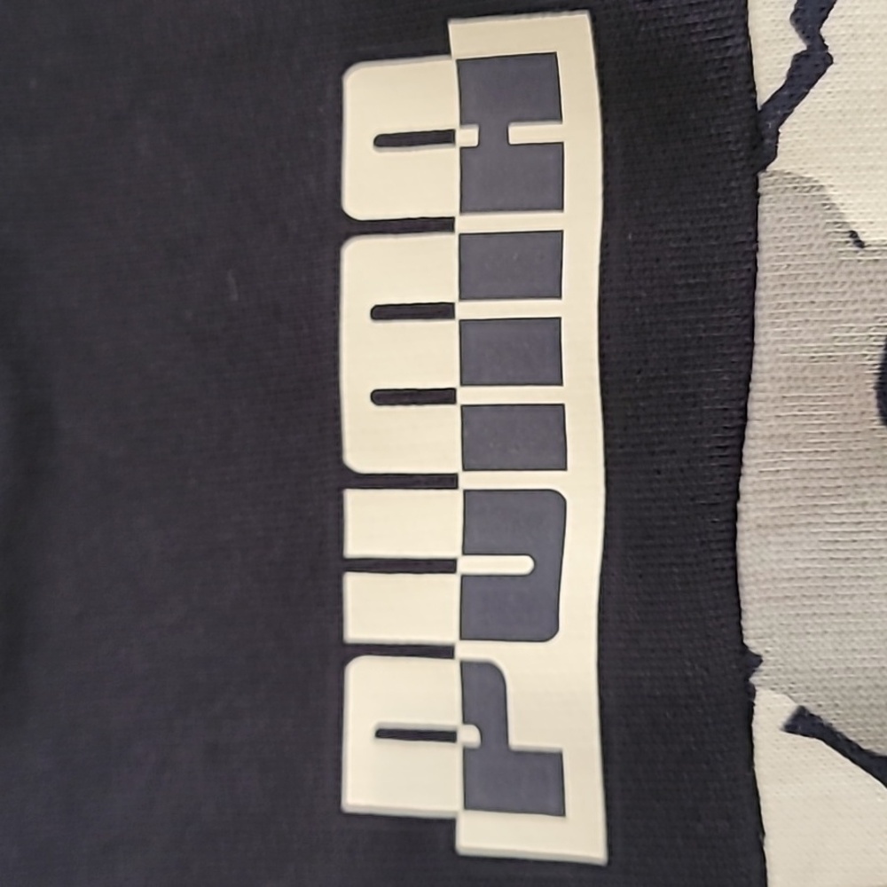 Puma Mens Pullover Hoodie Dark Navy Gray White Small Camouflage Graphic - Picture 10 of 10